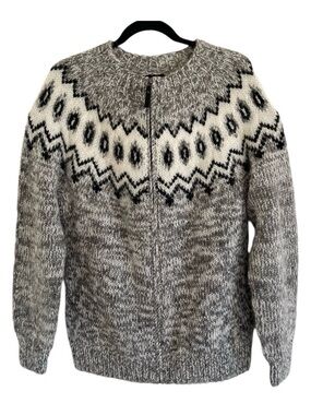 Icewear Hulda Gray Icelandic Wool Sweater With Zipper Cardigan NWT Large